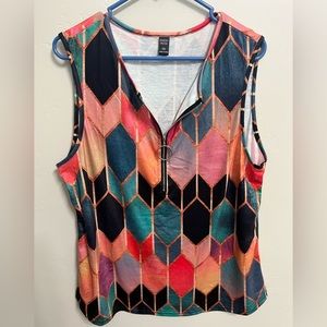 Emery Rose Colorful Zip Front Tank